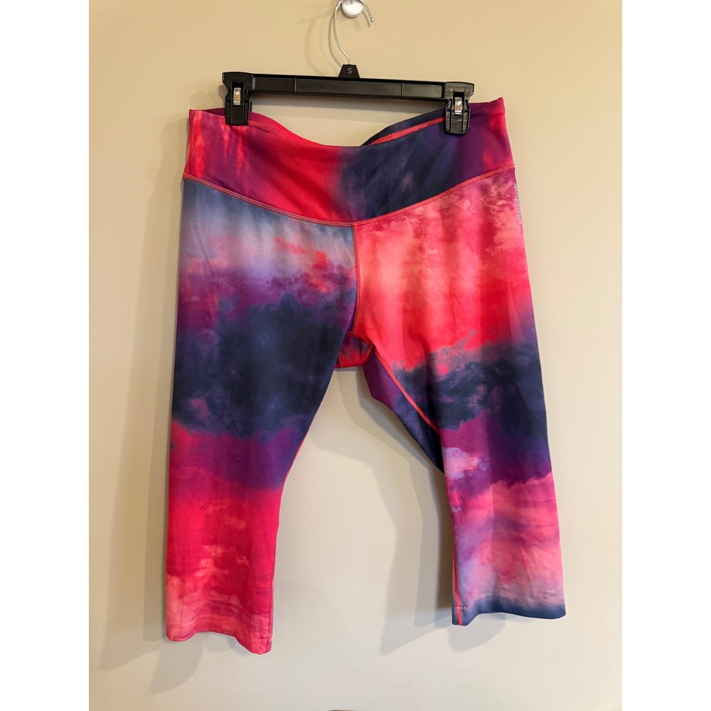 Reebok Women's Tie Dye Capri Leggings Athletic Workout Fitness Activewear‎ XL
